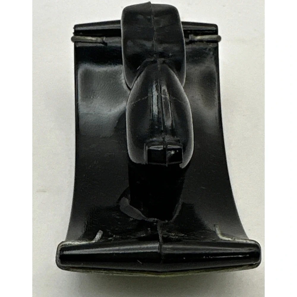 1920-30s HOUZE Glass Black Elephant Rocking Ink Blotter w/Clips & Cloth